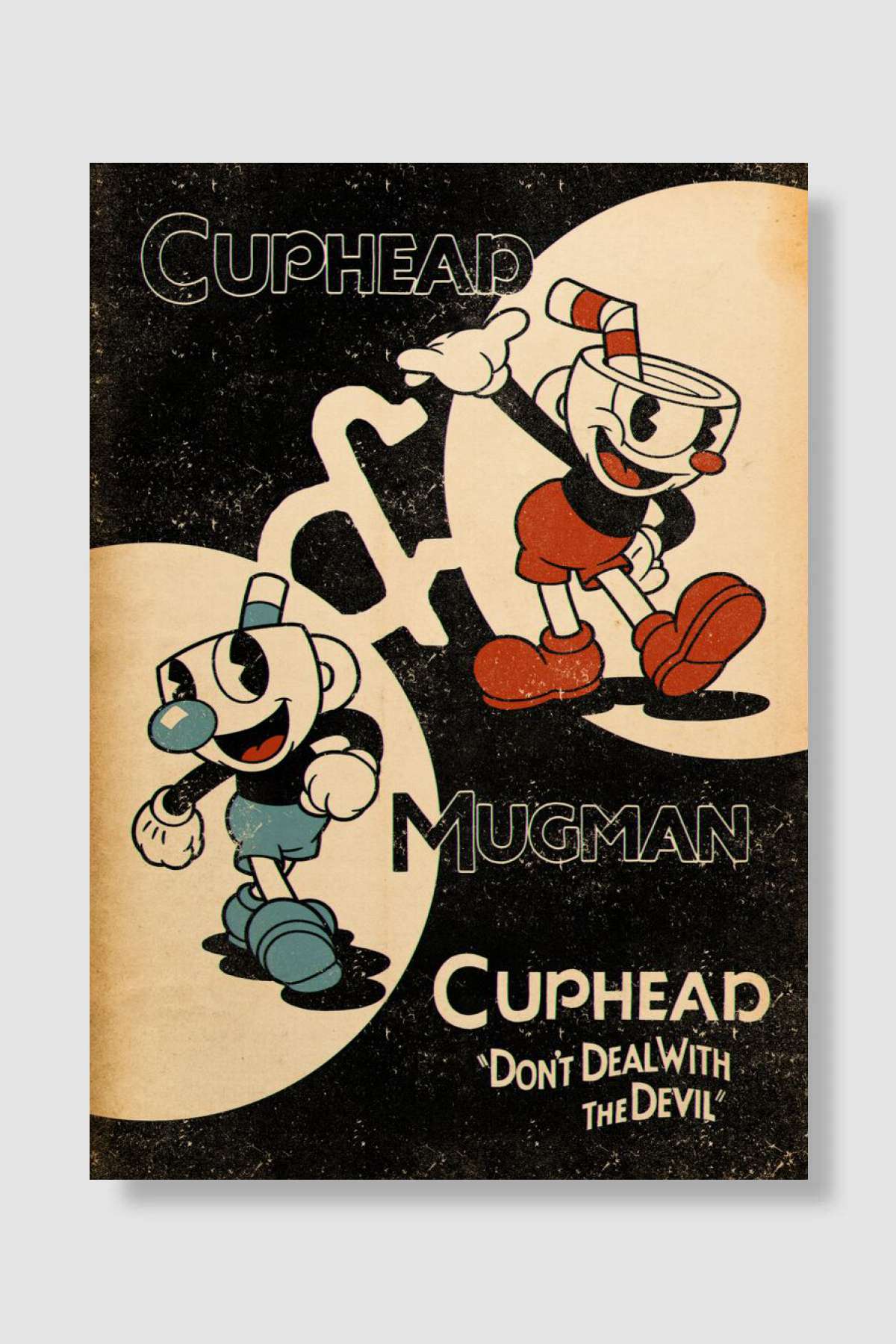 Cuphead & Mugman Oyun Poster Çerçevesiz Yüksek Kalite Oyun Afiş Duvar Poster