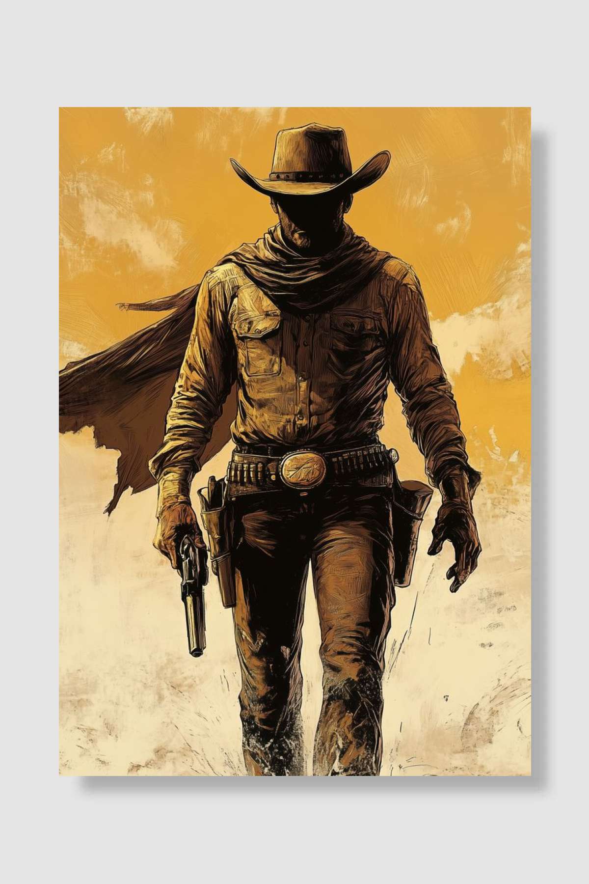 Lone Cowboy in the West Oyun Poster Çerçevesiz Yüksek Kalite Oyun Afiş Duvar Poster