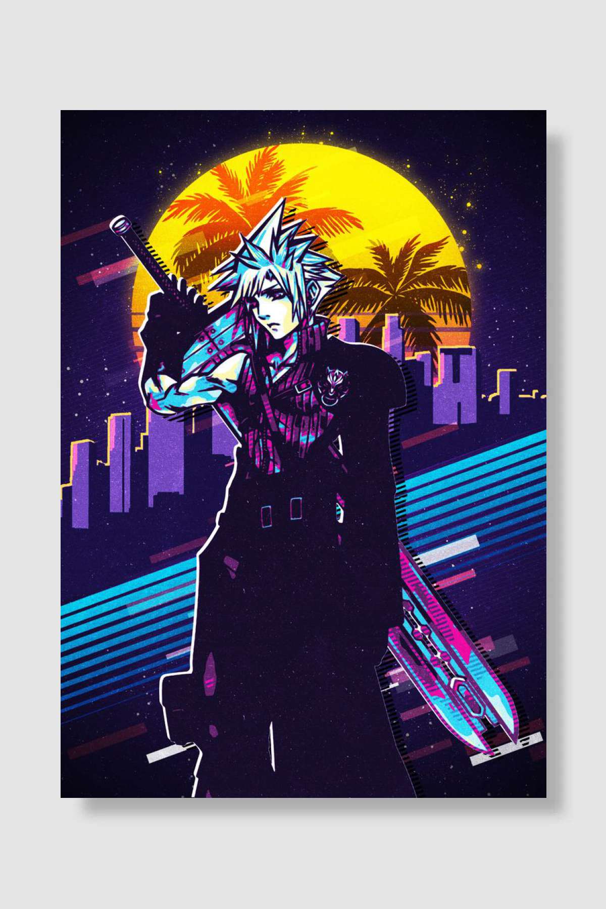 Cloud Strife cool Oyun Poster Çerçevesiz Yüksek Kalite Oyun Afiş Duvar Poster