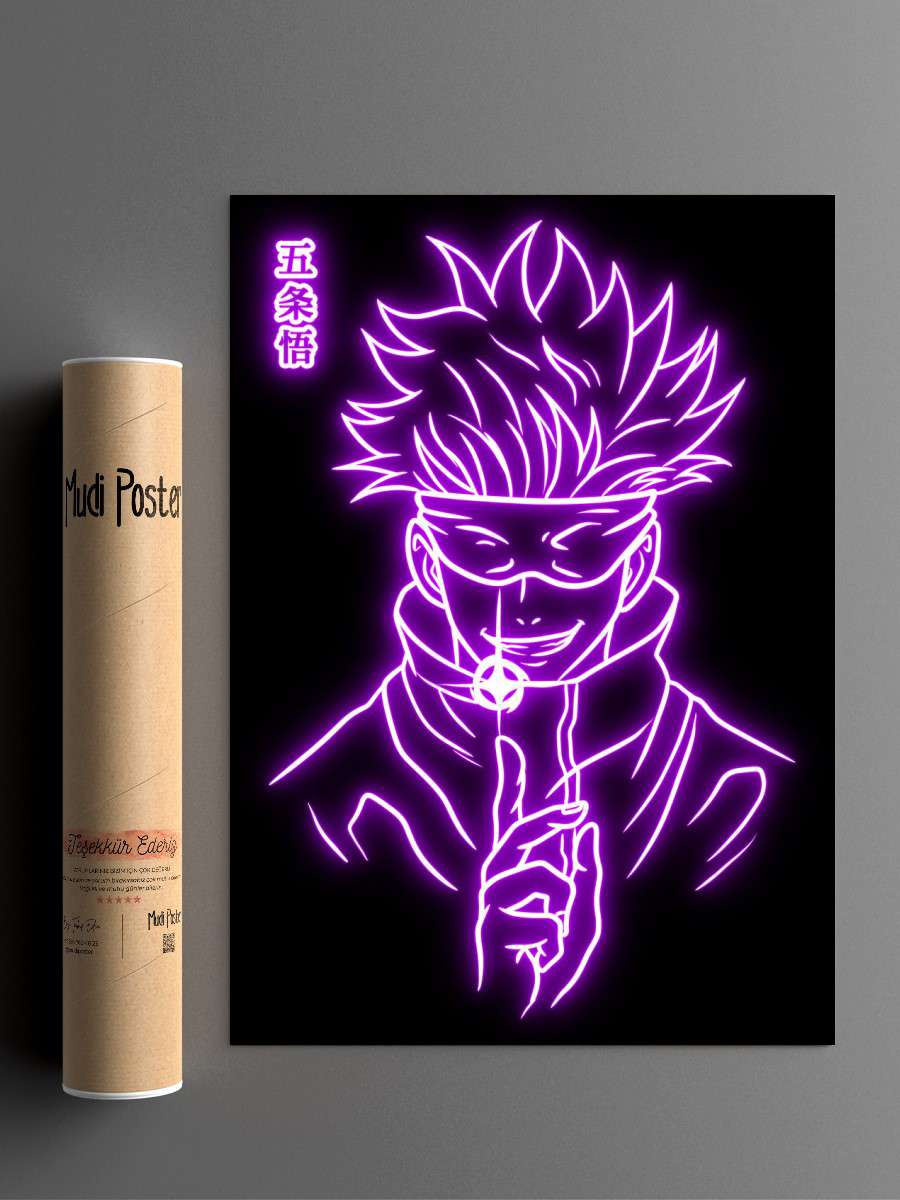 Gojo satoru neon Anime Poster Çerçevesiz Yüksek Kalite Anime Duvar Poster