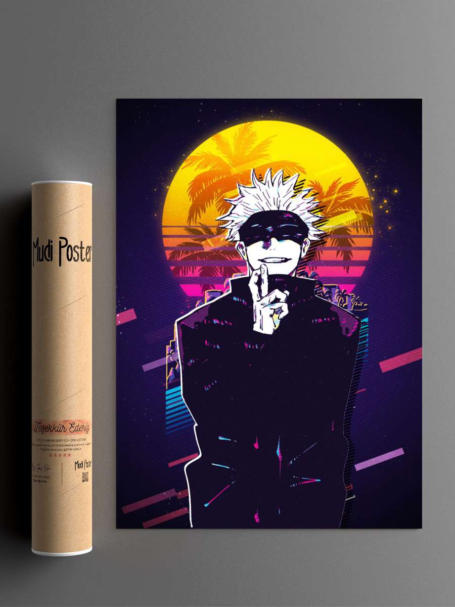 Gojou Jujutsu Kaisen 80s Anime Poster Çerçevesiz Yüksek Kalite Anime Duvar Poster