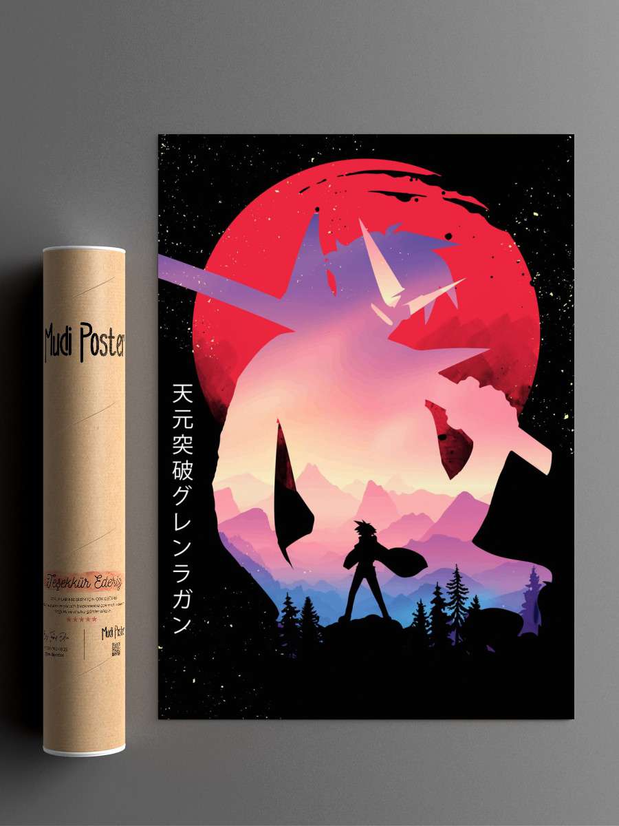Gurren Lagann Anime Poster Çerçevesiz Yüksek Kalite Anime Duvar Poster