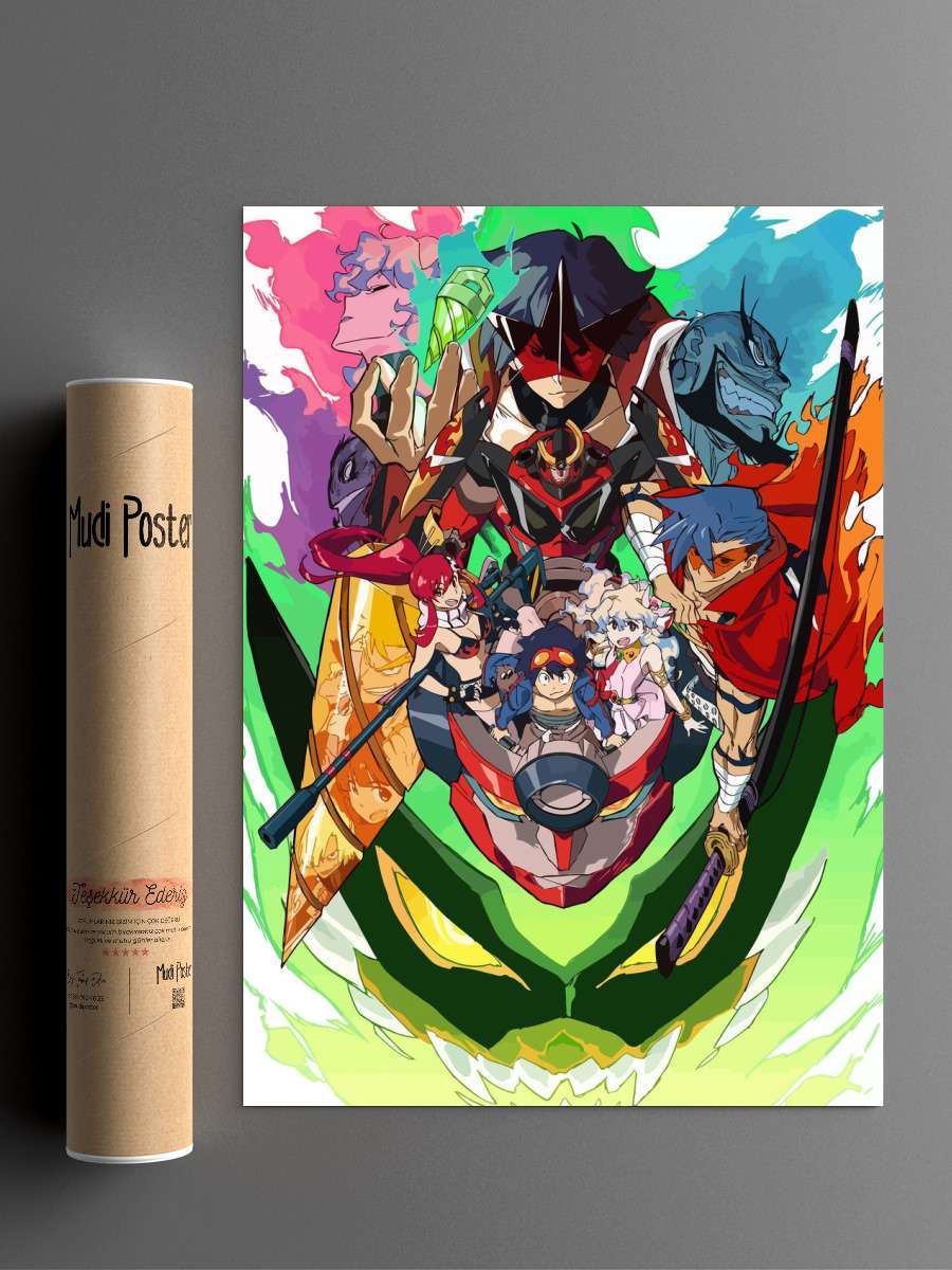 Gurren Lagann Anime Poster Çerçevesiz Yüksek Kalite Anime Duvar Poster