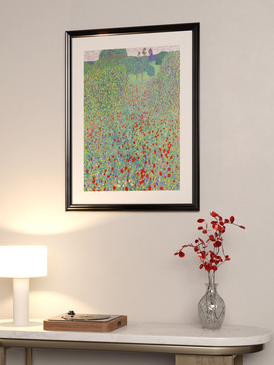 Gustav Klimt Poppy Field Tablo Sanatsal Ünlü Ressam Poster Çerçevesiz Yüksek Kalite Poster
