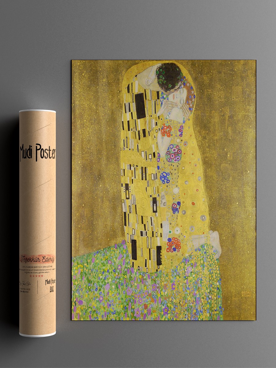 Gustav Klimt The Kiss Tablo Sanatsal Ünlü Ressam Poster Çerçevesiz Yüksek Kalite Poster