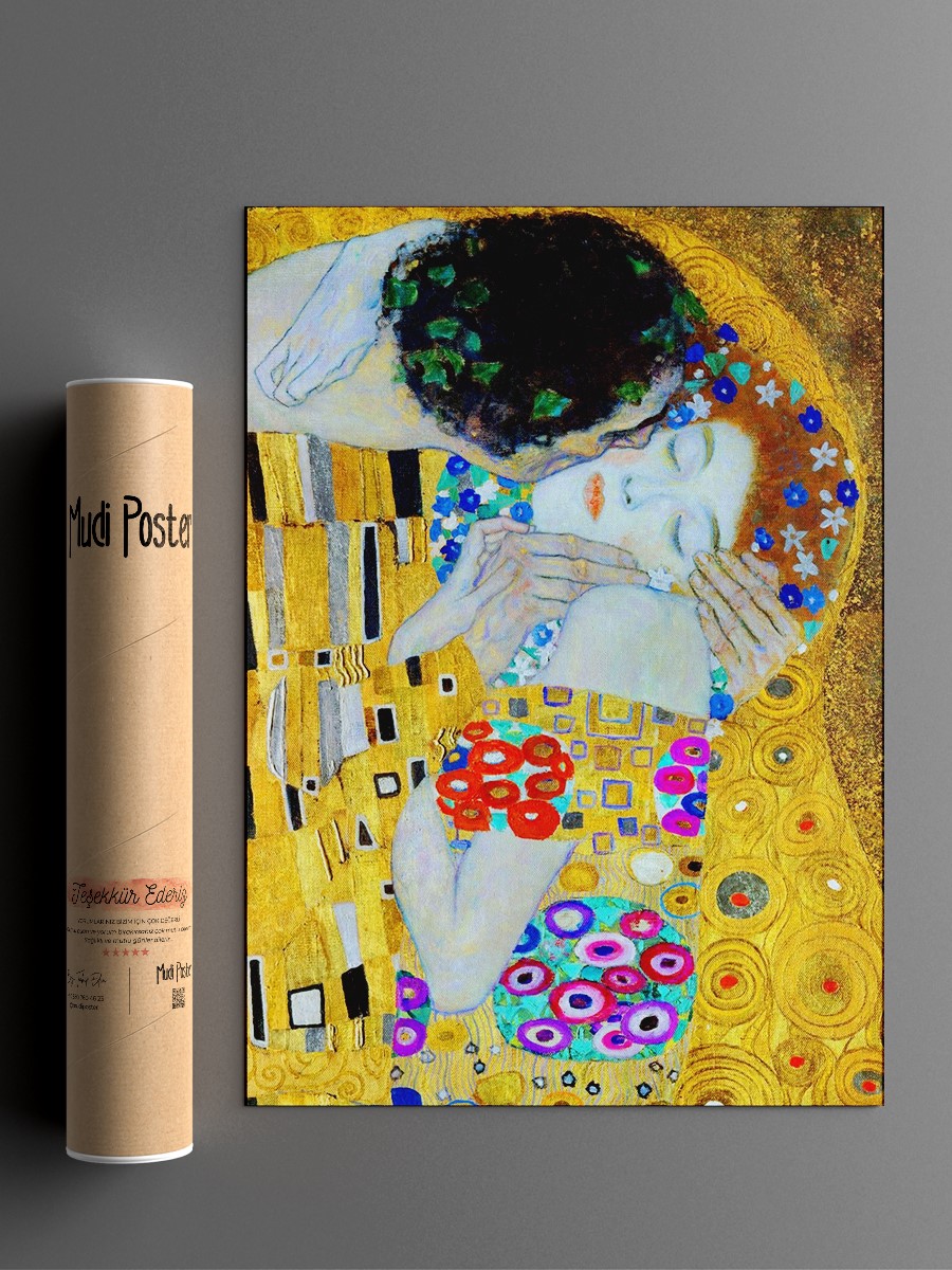Gustav Klimt The Kiss Tablo Sanatsal Ünlü Ressam Poster Çerçevesiz Yüksek Kalite Poster