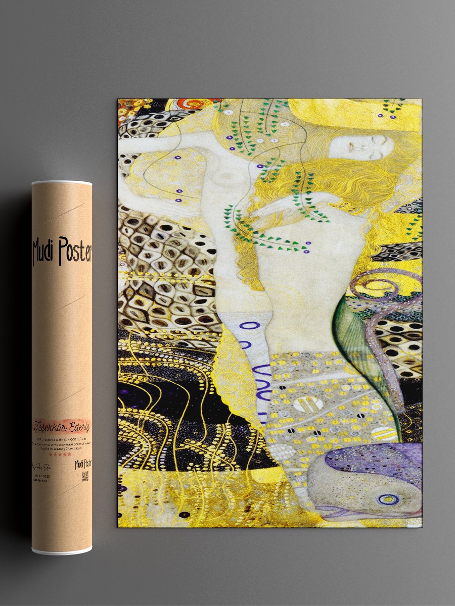 Gustav Klimt Water Serpent Tablo Sanatsal Ünlü Ressam Poster Çerçevesiz Yüksek Kalite Poster