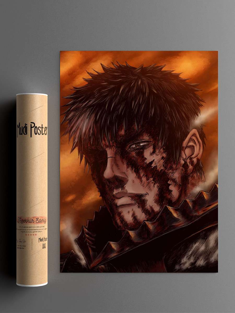 Guts Berserk Anime Poster Çerçevesiz Yüksek Kalite Anime Duvar Poster