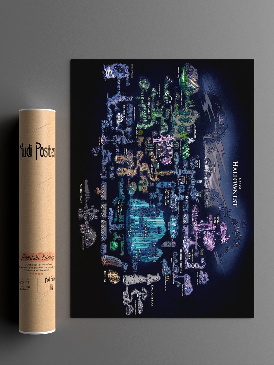 Hallownest Map Anime Poster Çerçevesiz Yüksek Kalite Anime Duvar Poster
