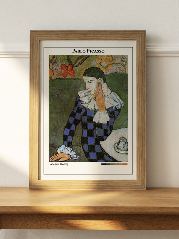 Pablo Picasso Harlequin leaning Poster