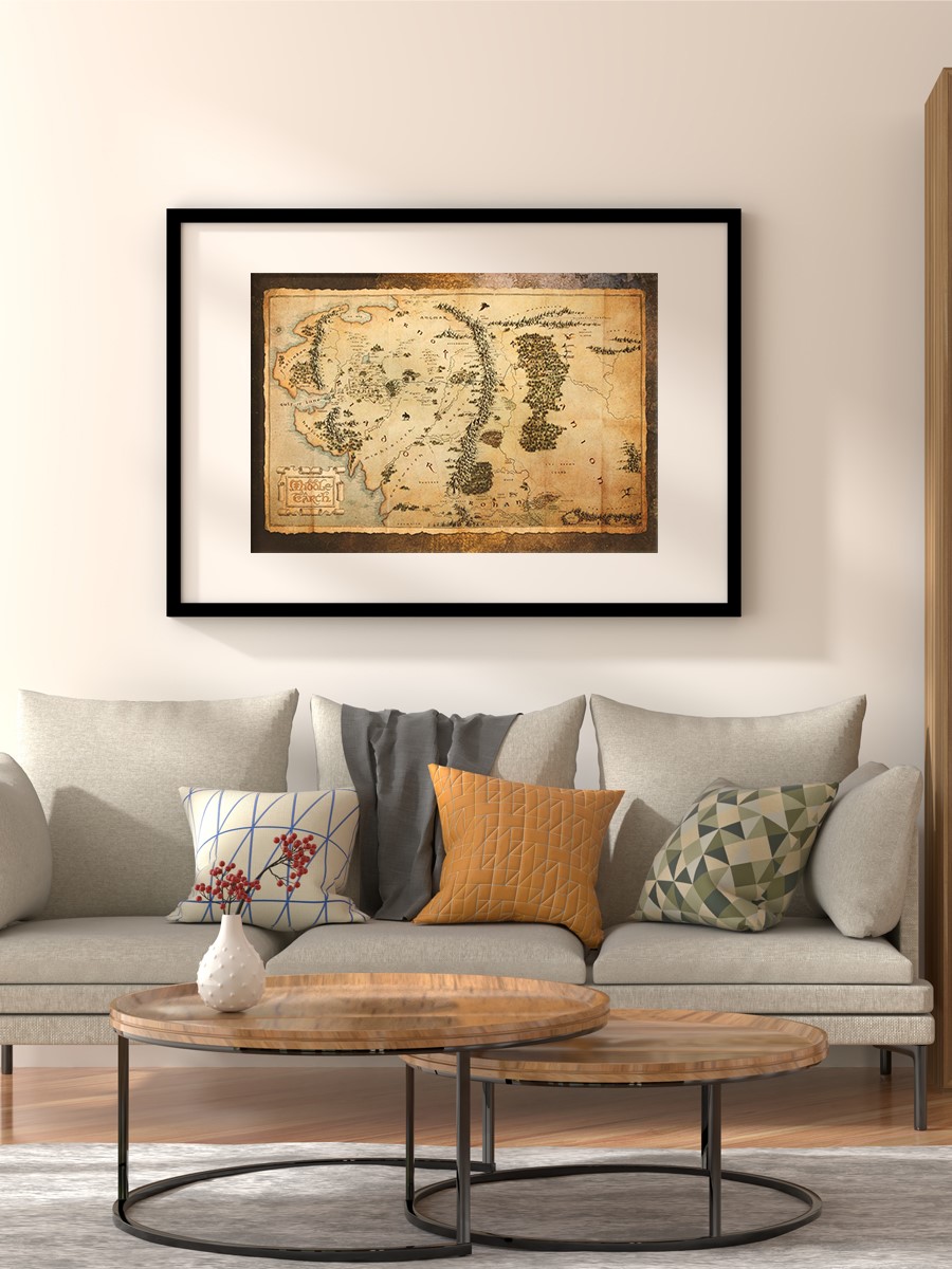Hobbit Middle-Earth Map Poster, Çerçevesiz Tv Film Poster