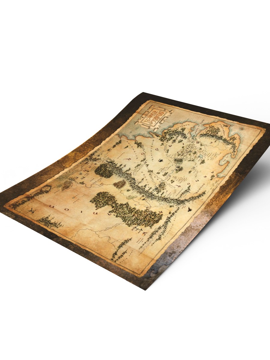 Hobbit Middle-Earth Map Poster, Çerçevesiz Tv Film Poster