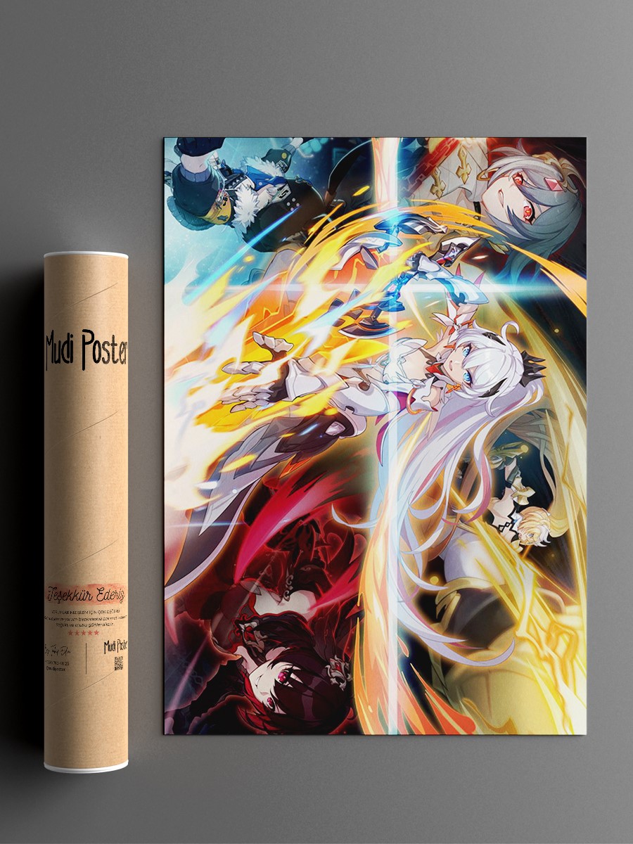 Honkai Impact 3rd F Anime Poster Çerçevesiz Yüksek Kalite Anime Duvar Poster