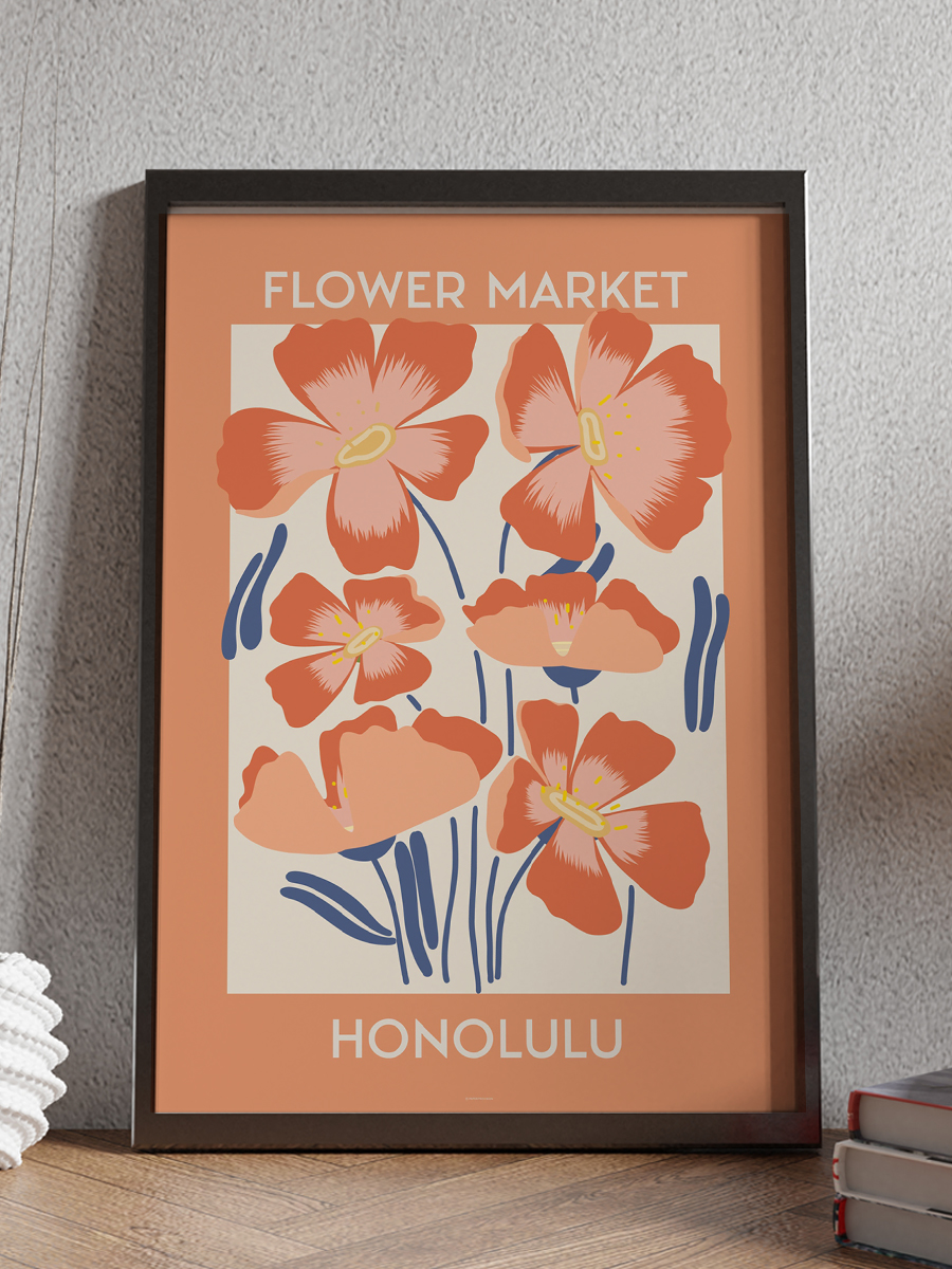 Honolulu Soyut Çiçek Modern Poster Çerçevesiz Duvar Tablosu Sanatsal Poster