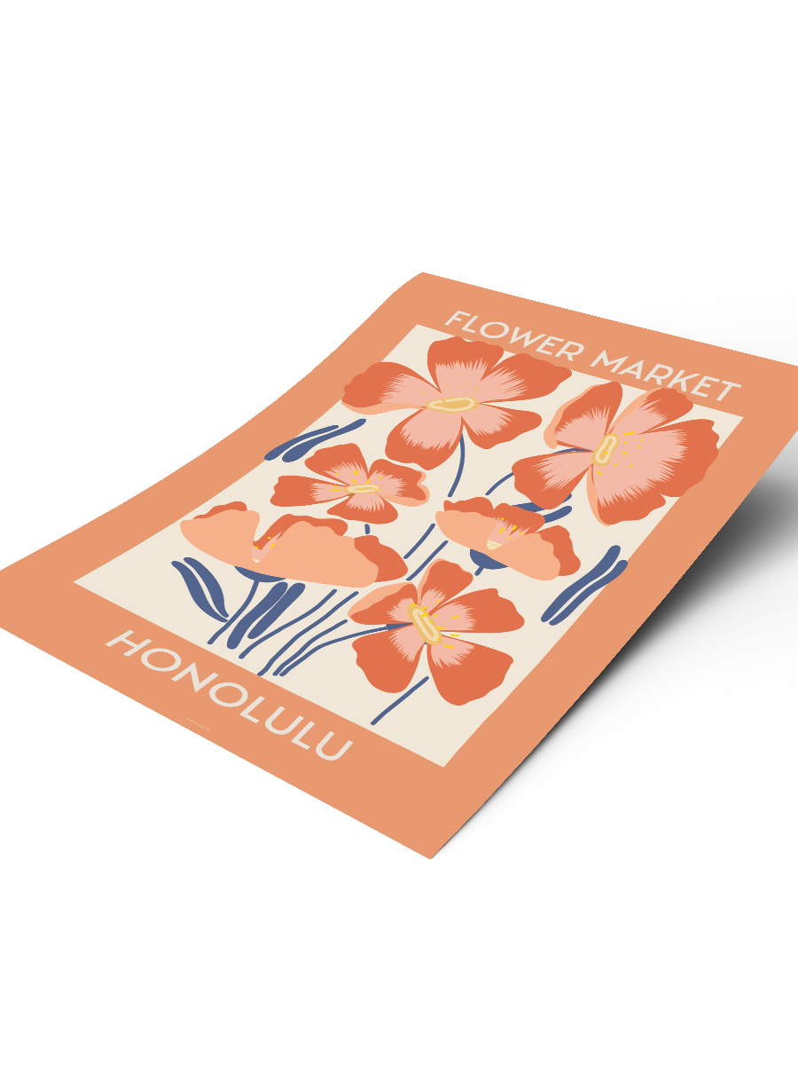 Honolulu Soyut Çiçek Modern Poster Çerçevesiz Duvar Tablosu Sanatsal Poster