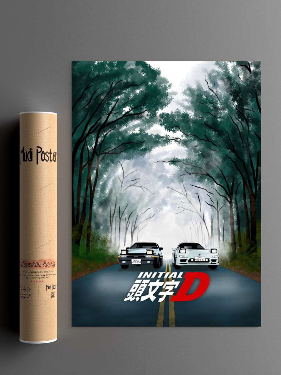 Initial D ae86 cars Anime Poster Çerçevesiz Yüksek Kalite Anime Duvar Poster