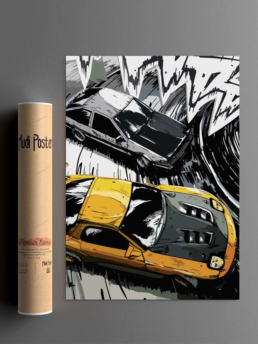 Initial D Anime Poster Çerçevesiz Yüksek Kalite Anime Duvar Poster