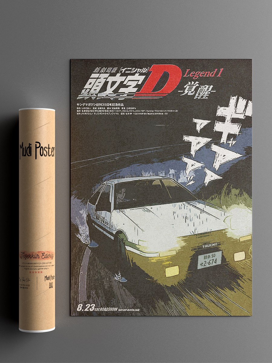 Initial D Anime Poster Çerçevesiz Yüksek Kalite Anime Duvar Poster