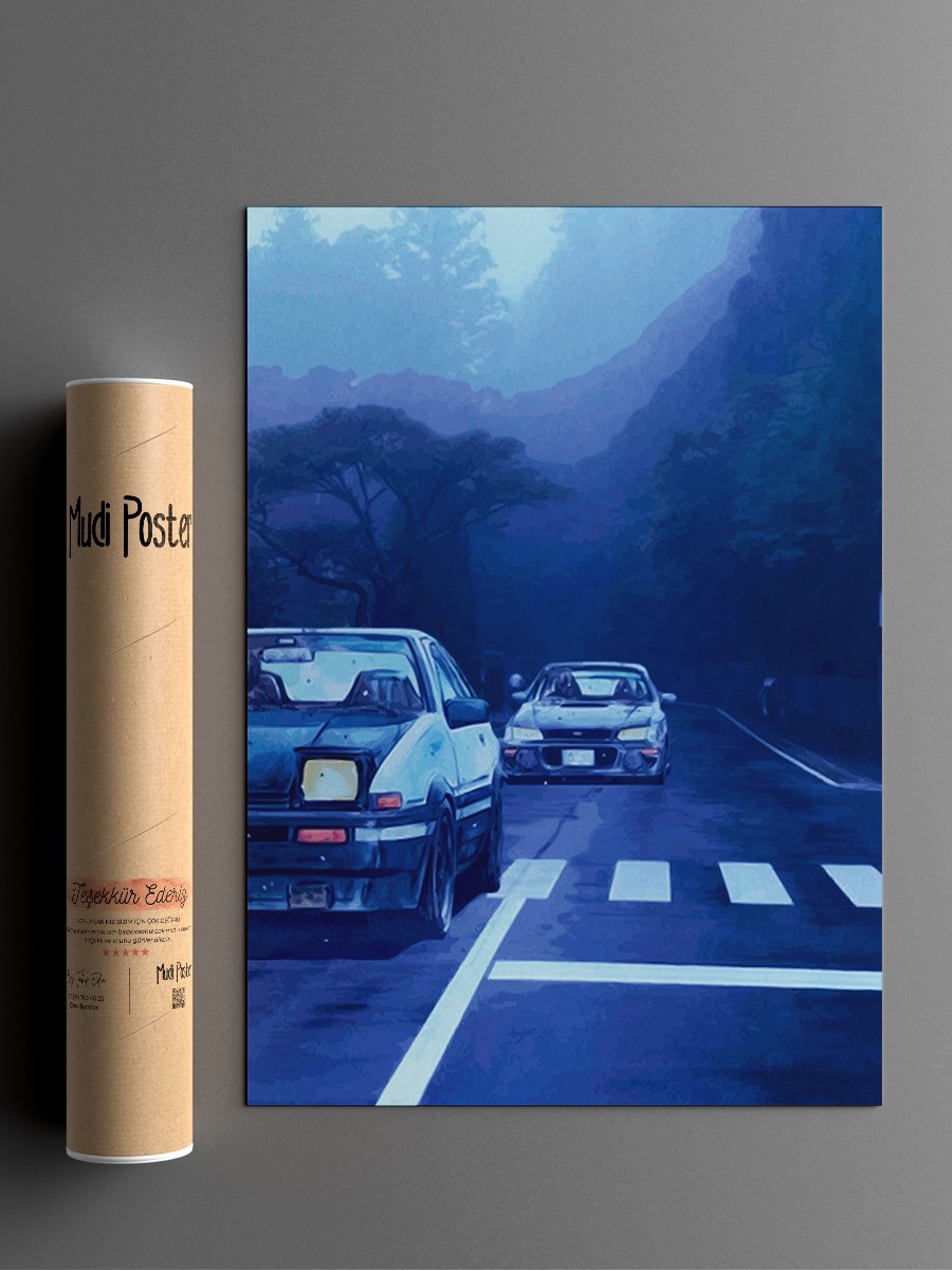 Initial D Anime Poster Çerçevesiz Yüksek Kalite Anime Duvar Poster