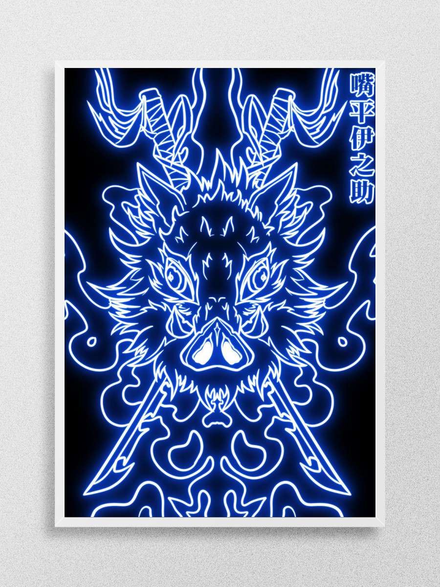 Inosuke demon slayer neon Anime Poster Çerçevesiz Yüksek Kalite Anime Duvar Poster