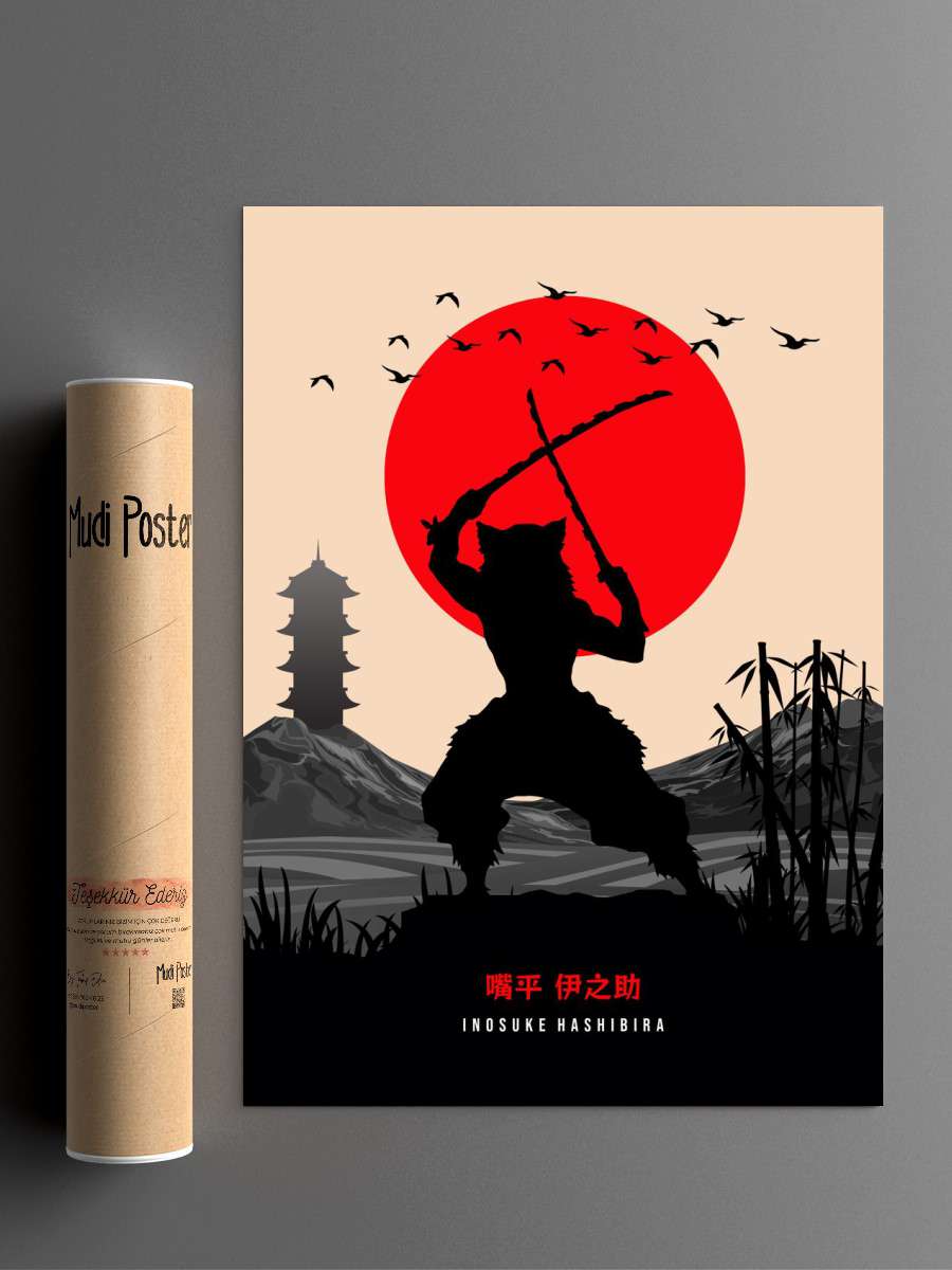 inosuke demon slayer Anime Poster Çerçevesiz Yüksek Kalite Anime Duvar Poster