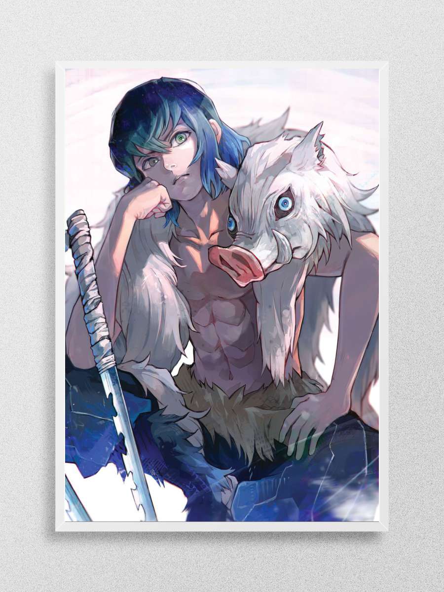 Inosuke Hashibira Demonsla Anime Poster Çerçevesiz Yüksek Kalite Anime Duvar Poster