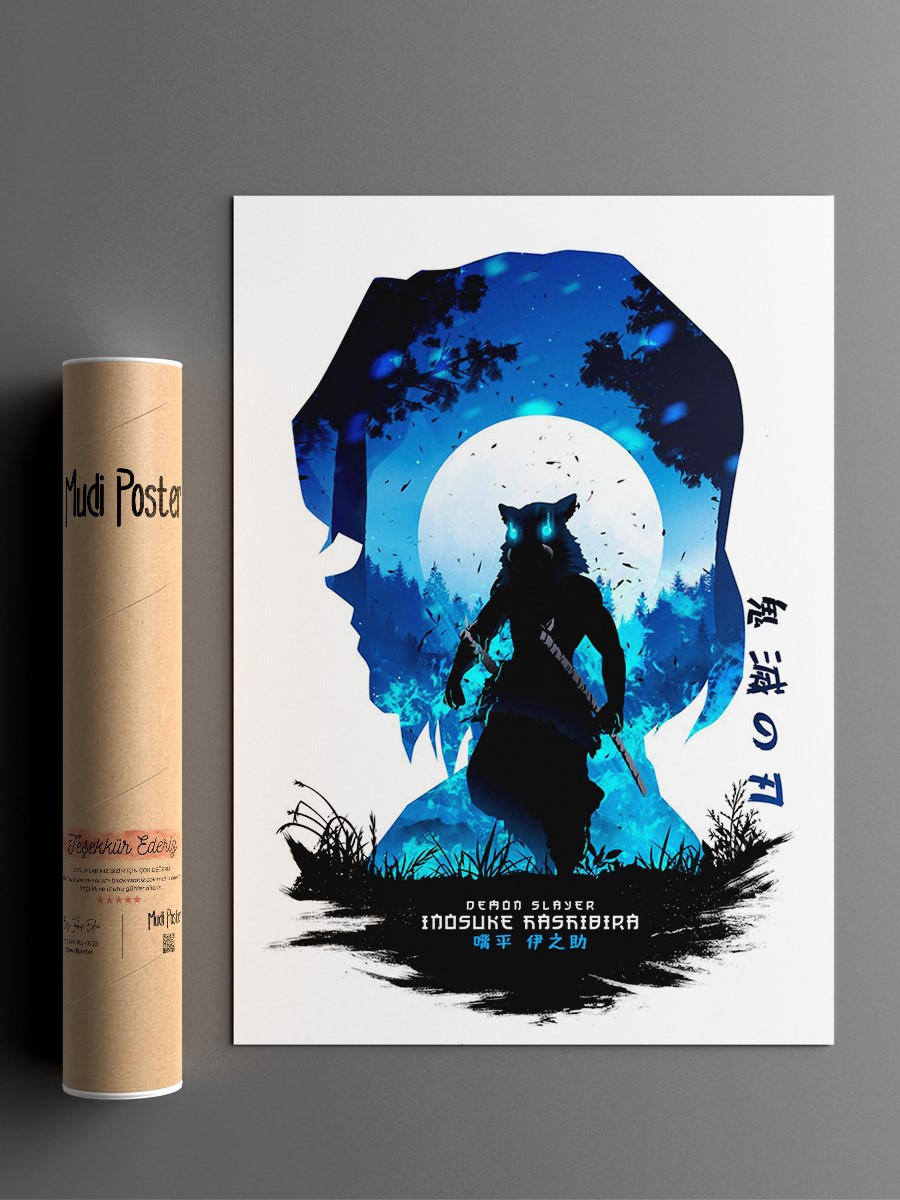 Inosuke Hashibira Anime Poster Çerçevesiz Yüksek Kalite Anime Duvar Poster