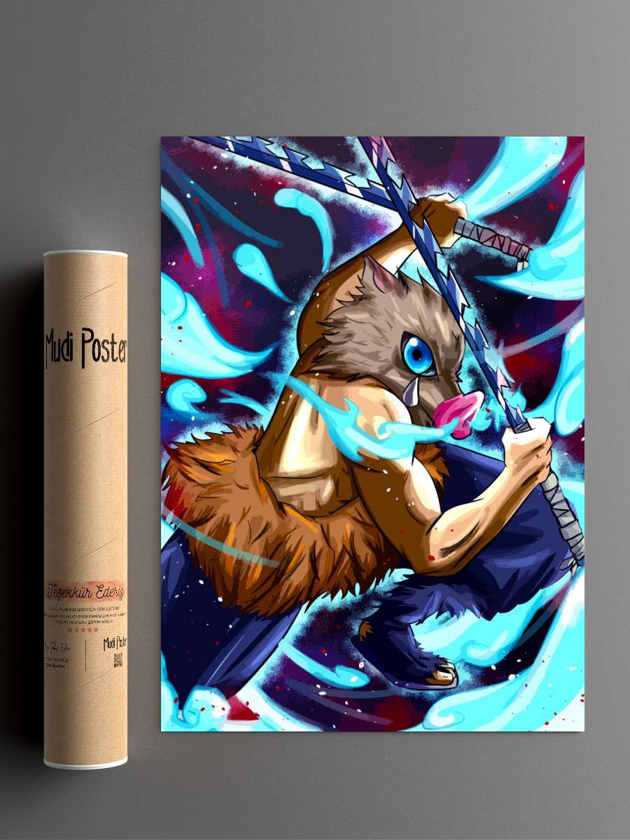 Inosuke Hashibira Anime Poster Çerçevesiz Yüksek Kalite Anime Duvar Poster