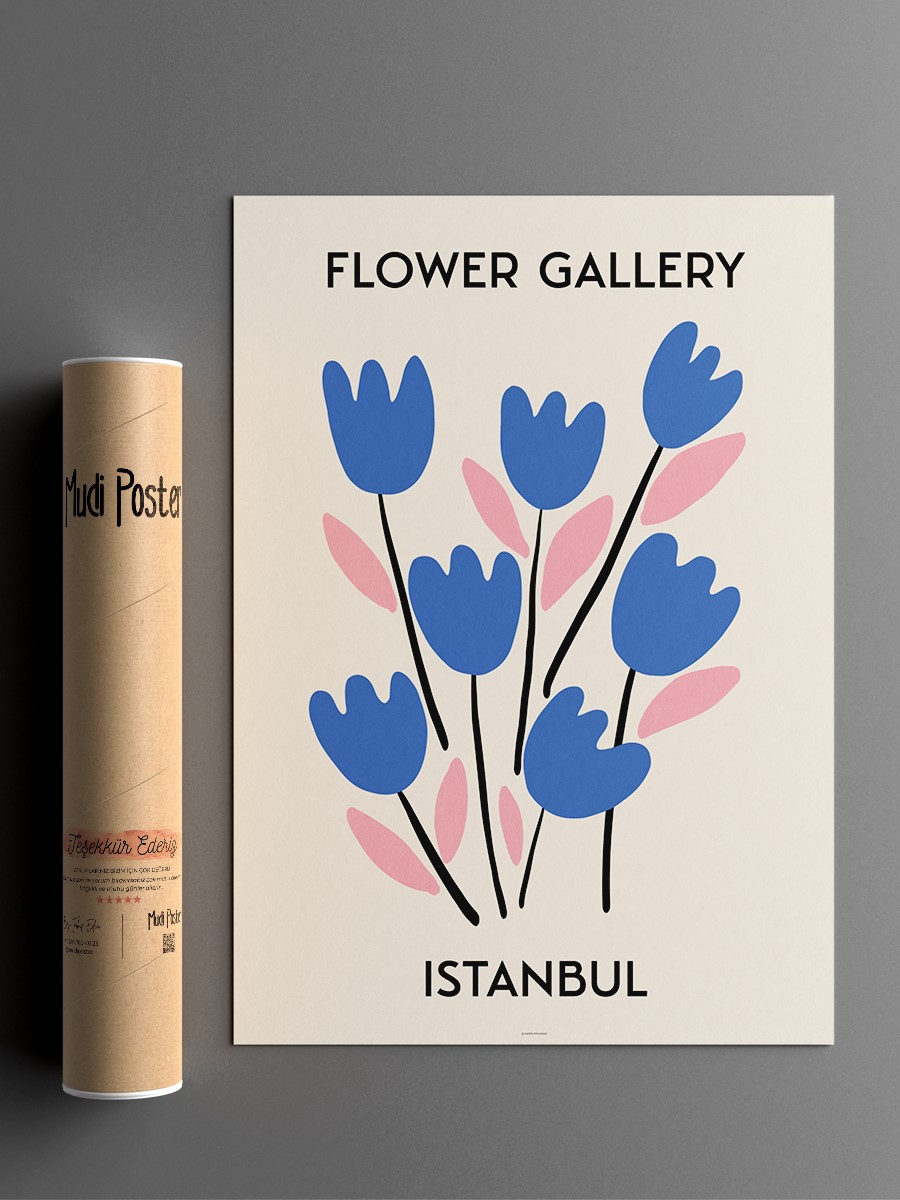 İstanbul Soyut Çiçek Modern Poster Çerçevesiz Duvar Tablosu Sanatsal Poster