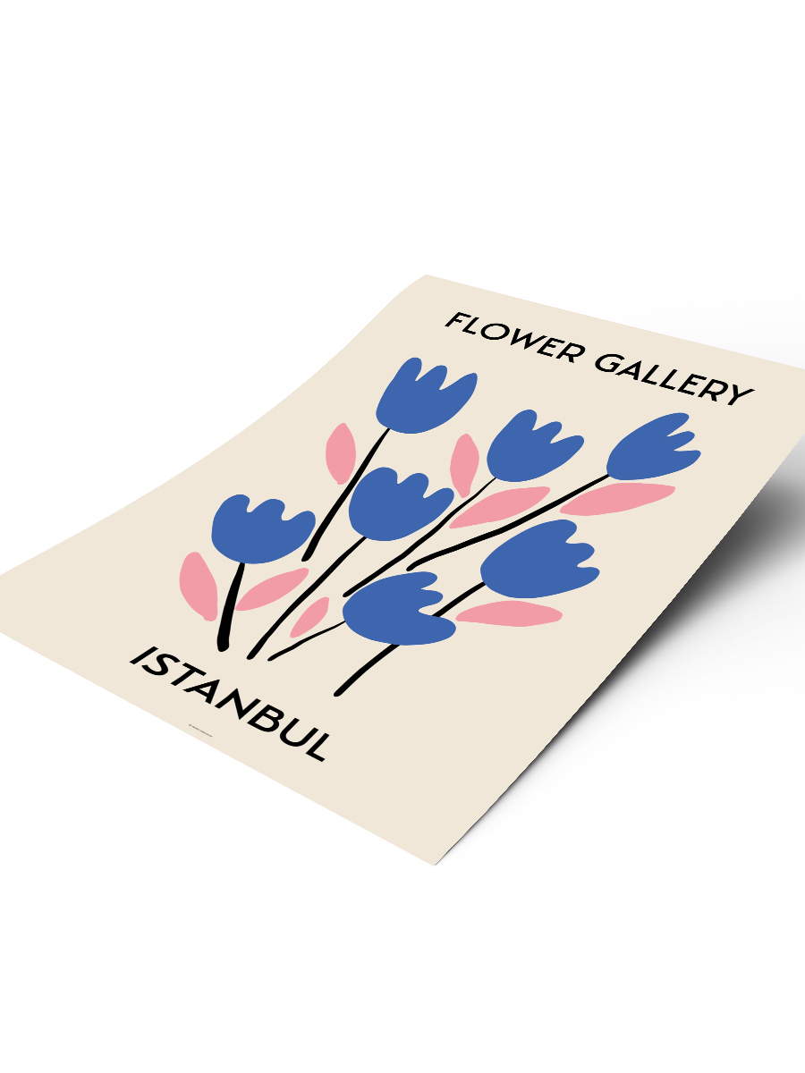 İstanbul Soyut Çiçek Modern Poster Çerçevesiz Duvar Tablosu Sanatsal Poster