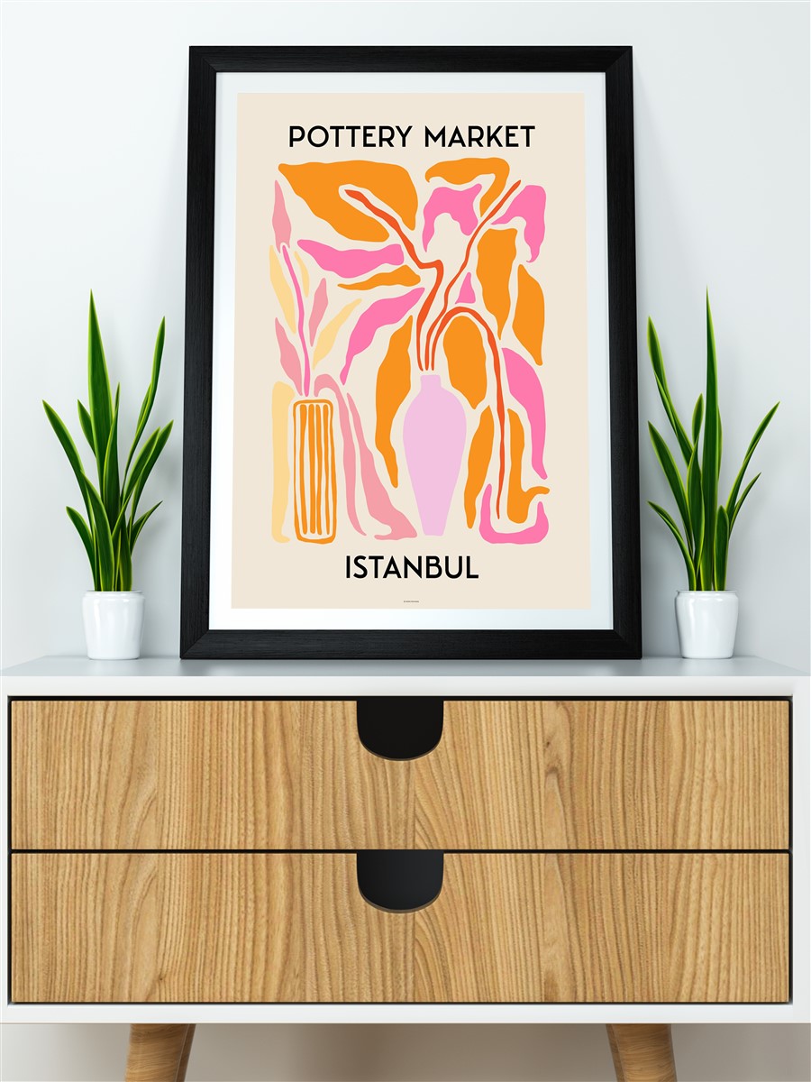 İstanbul Soyut Modern Poster Çerçevesiz Duvar Tablosu Sanatsal Poster