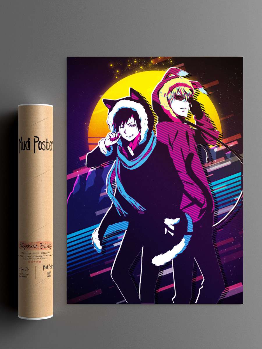 Izaya Orihara and Shizuo Anime Poster Çerçevesiz Yüksek Kalite Anime Duvar Poster