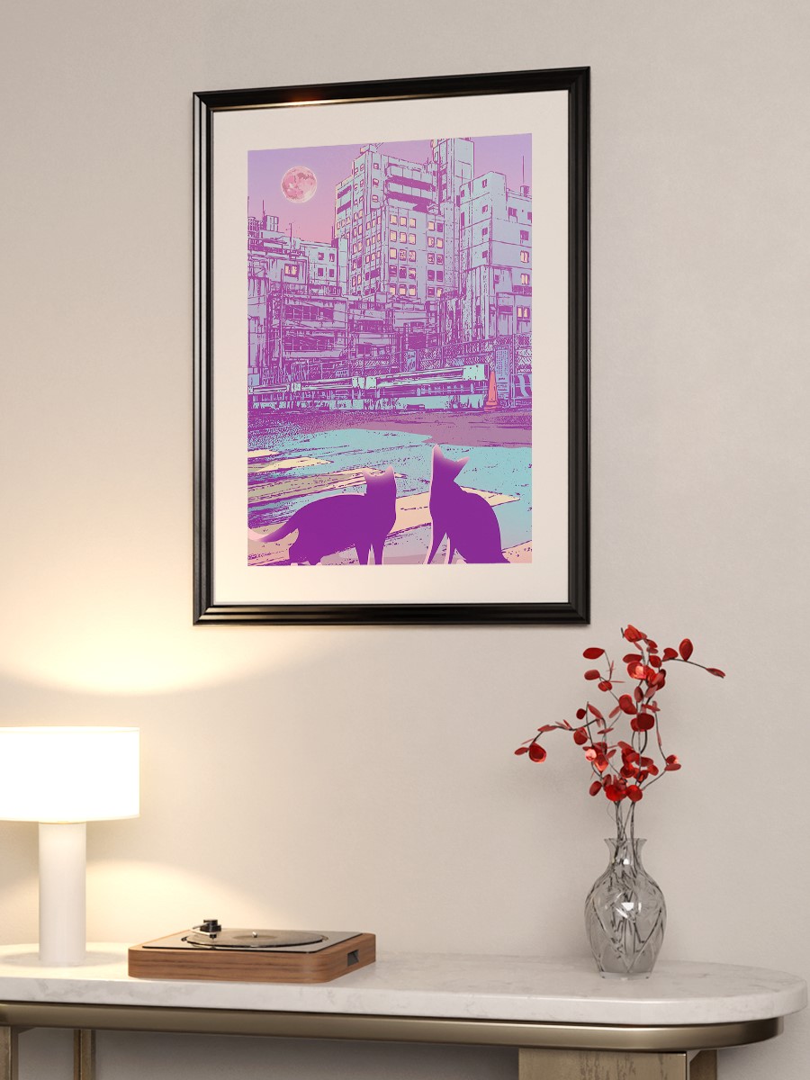 Japan Cat City Pop 33 Anime Poster Çerçevesiz Yüksek Kalite Anime Duvar Poster