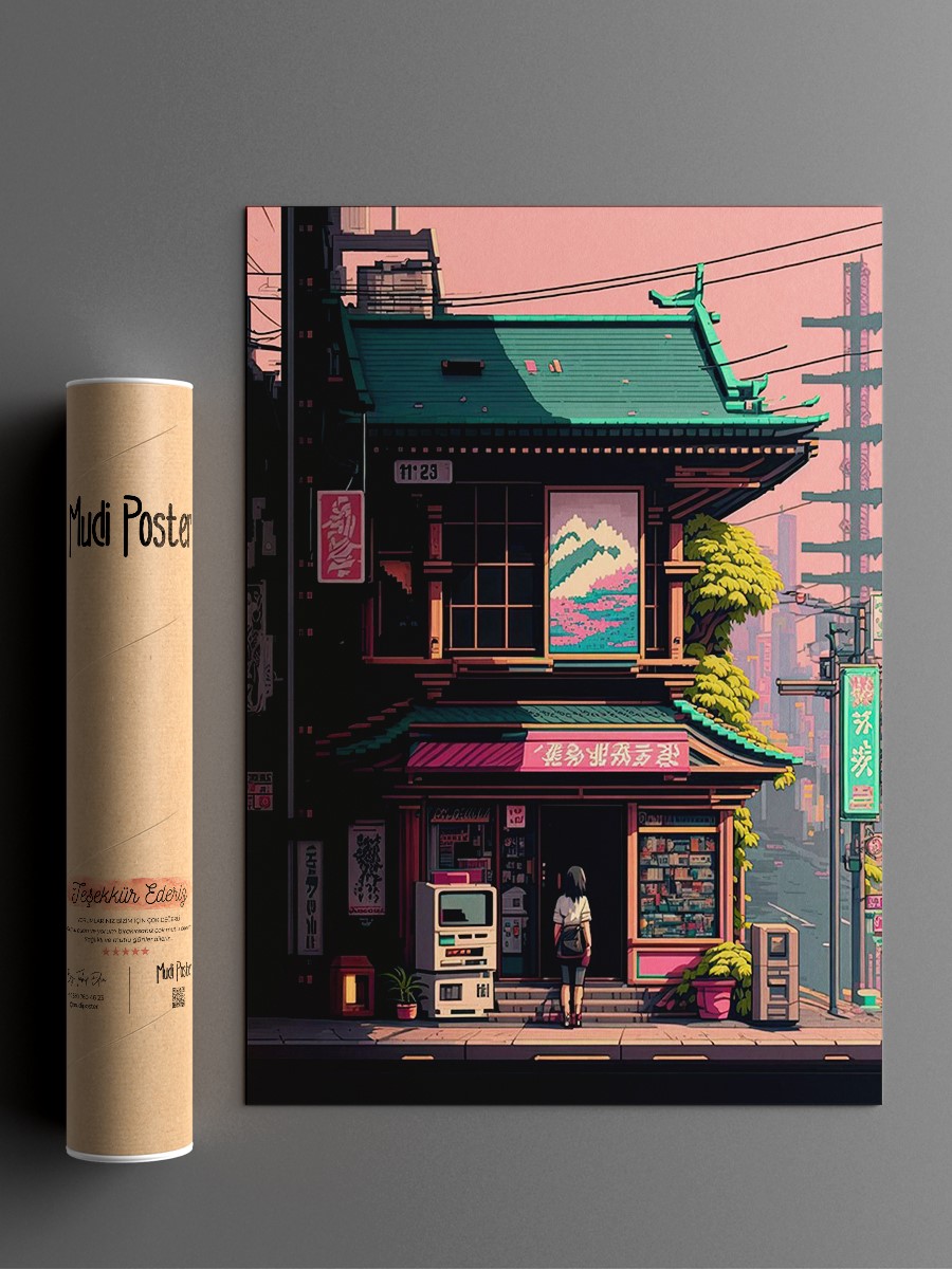 Japan Pixel Art 01 Anime Poster Çerçevesiz Yüksek Kalite Anime Duvar Poster