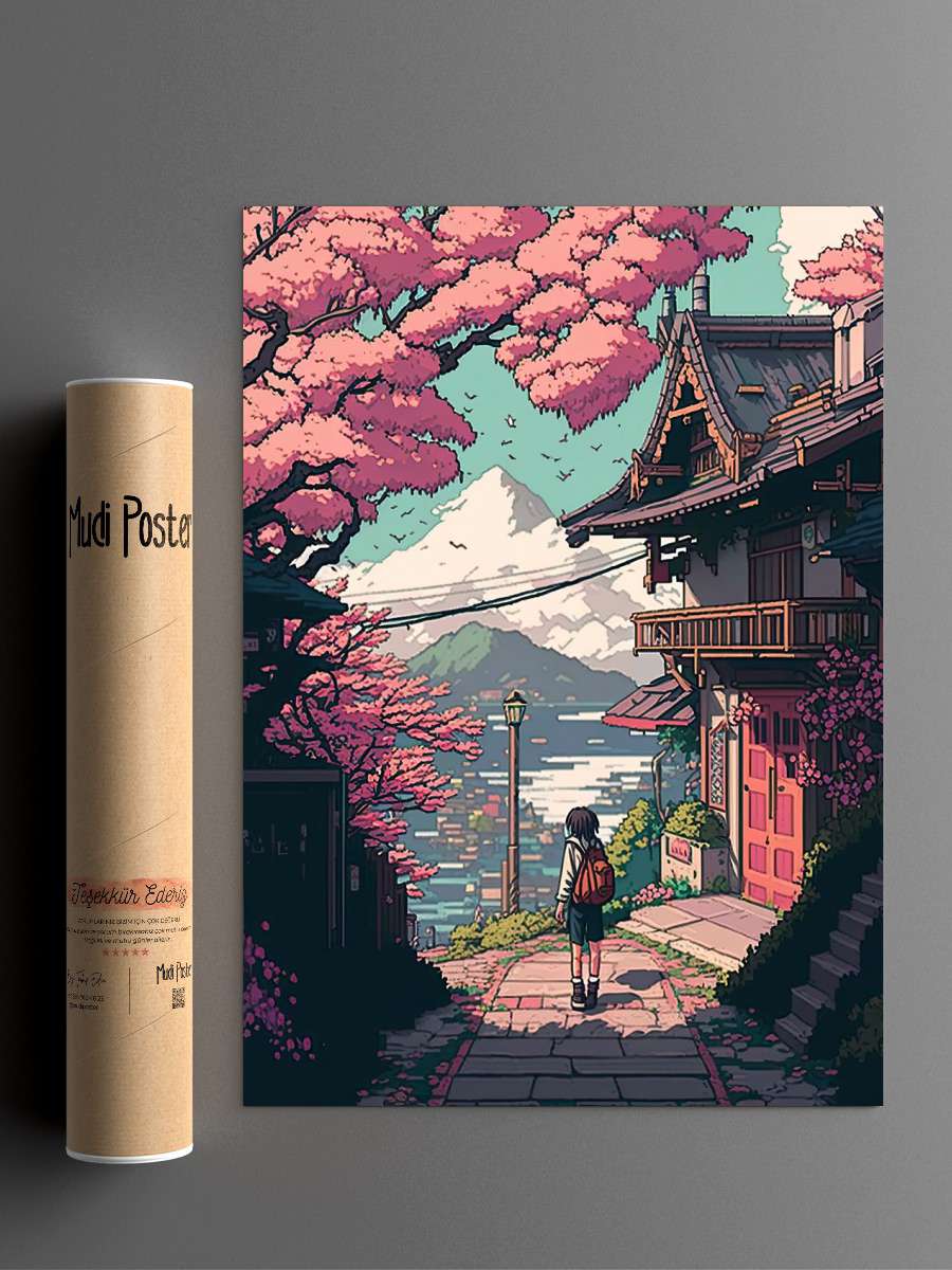 Japan Pixel Art 03 Anime Poster Çerçevesiz Yüksek Kalite Anime Duvar Poster