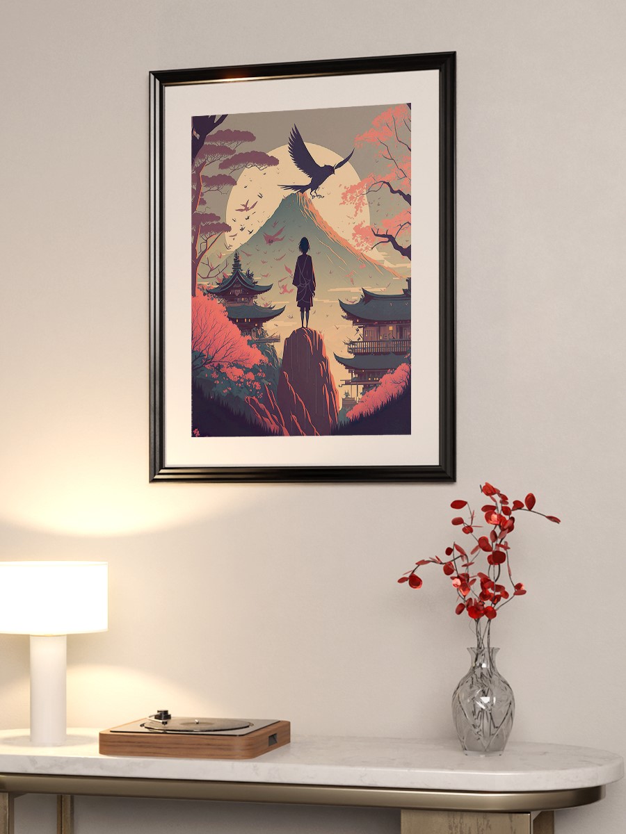 Japanese Autumn raven Anime Poster Çerçevesiz Yüksek Kalite Anime Duvar Poster