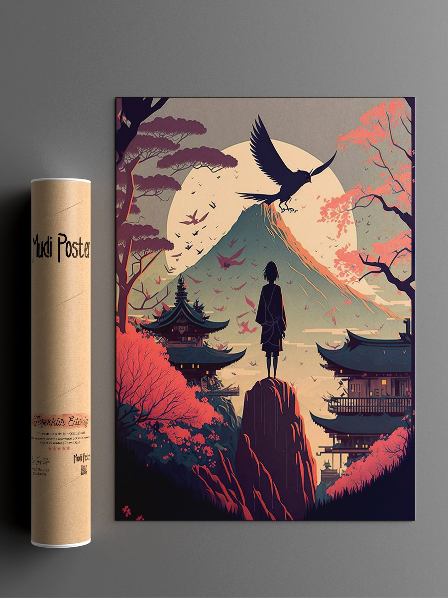 Japanese Autumn raven Anime Poster Çerçevesiz Yüksek Kalite Anime Duvar Poster