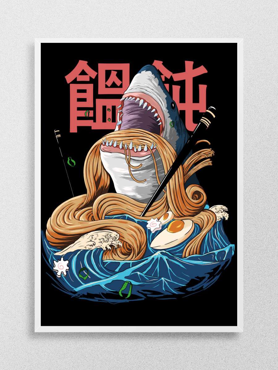 Japanese Food Ramen Shark Anime Poster Çerçevesiz Yüksek Kalite Anime Duvar Poster