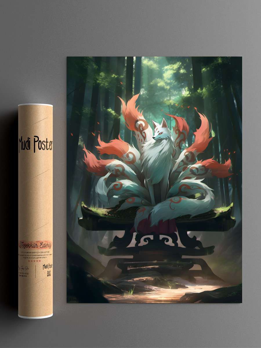 Japanese Kitsune Zen Fox Anime Poster Çerçevesiz Yüksek Kalite Anime Duvar Poster