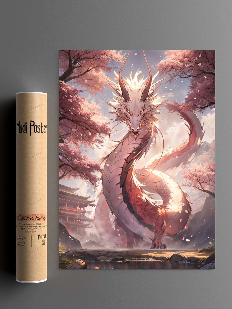 Japanese Sakura Dragon Anime Poster Çerçevesiz Yüksek Kalite Anime Duvar Poster