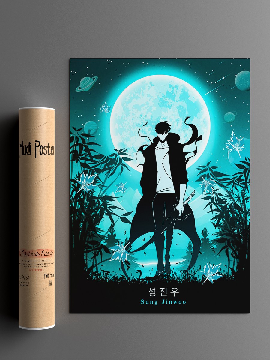 Jinwoo Solo Leveling Anime Poster Çerçevesiz Yüksek Kalite Anime Duvar Poster