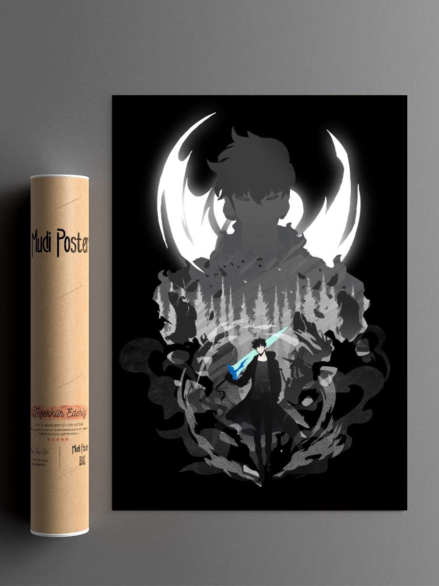 Jinwoo Solo Leveling Anime Poster Çerçevesiz Yüksek Kalite Anime Duvar Poster
