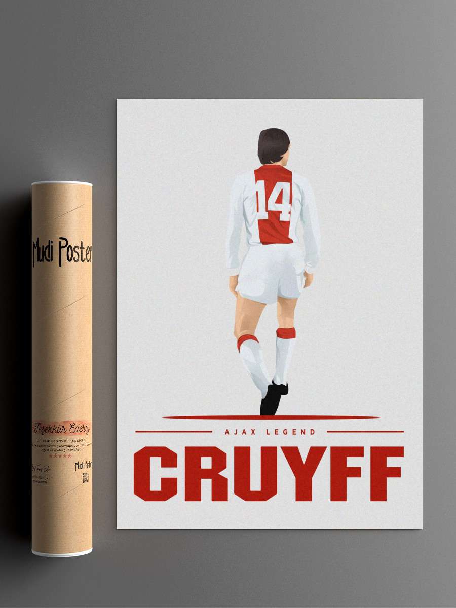Johan Cruyff Futbol Poster Çerçevesiz Yüksek Kalite Futbolcu Duvar Poster