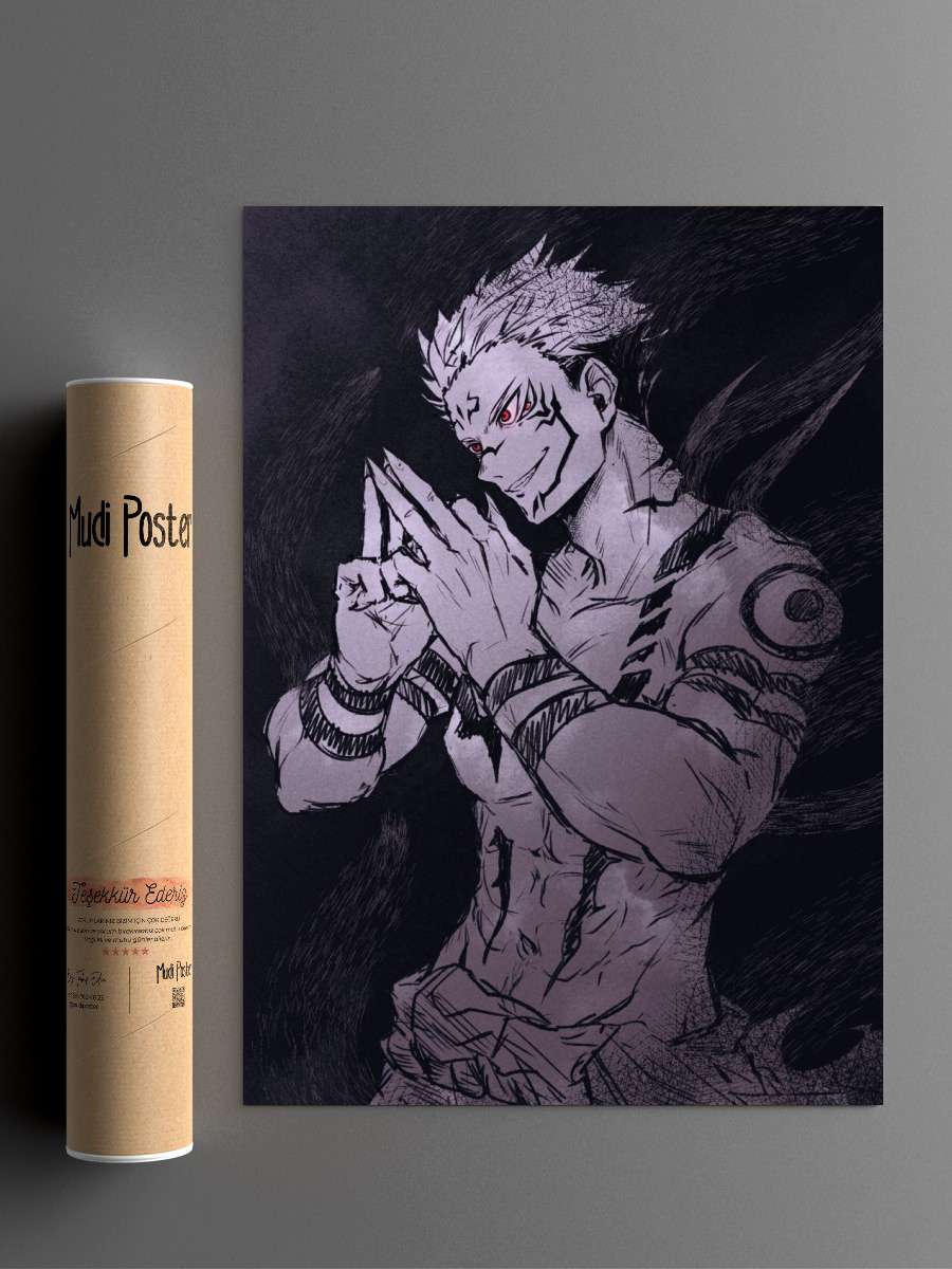 Jujutsu Kaisen Sukuna Anime Poster Çerçevesiz Yüksek Kalite Anime Duvar Poster