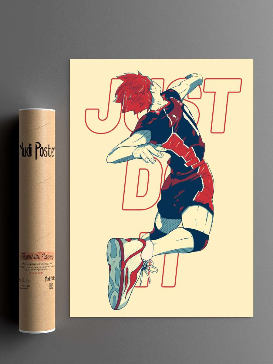 Just Do It - Hinata Shoyo Anime Poster Çerçevesiz Yüksek Kalite Anime Duvar Poster