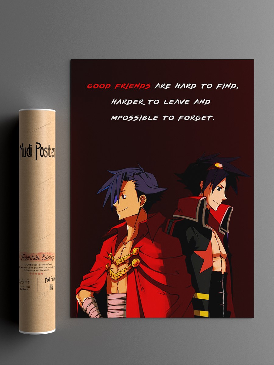 Kamina Simon Lagann Anime Anime Poster Çerçevesiz Yüksek Kalite Anime Duvar Poster