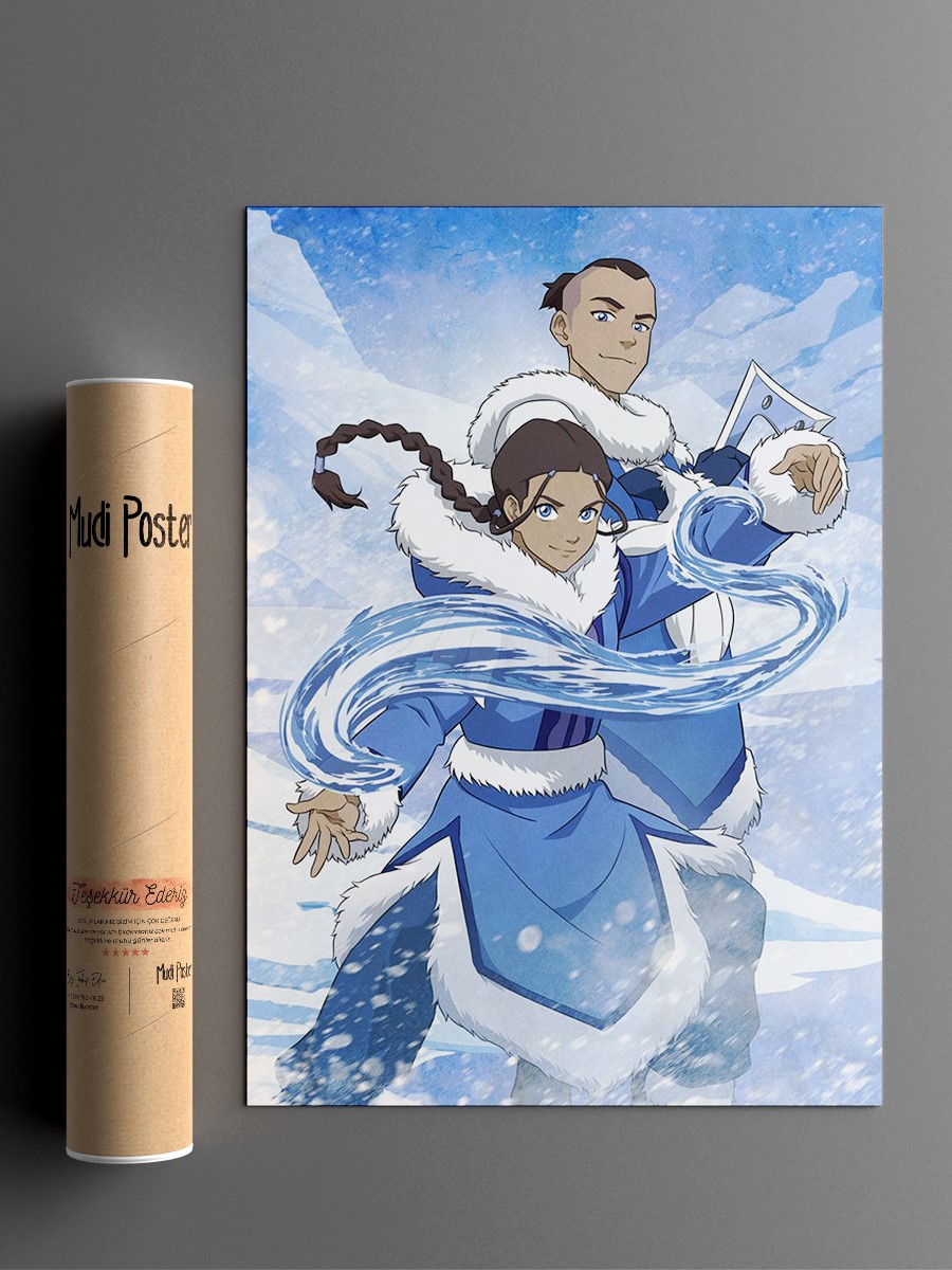 Katara &amp; Sokka Anime Poster Çerçevesiz Yüksek Kalite Anime Duvar Poster