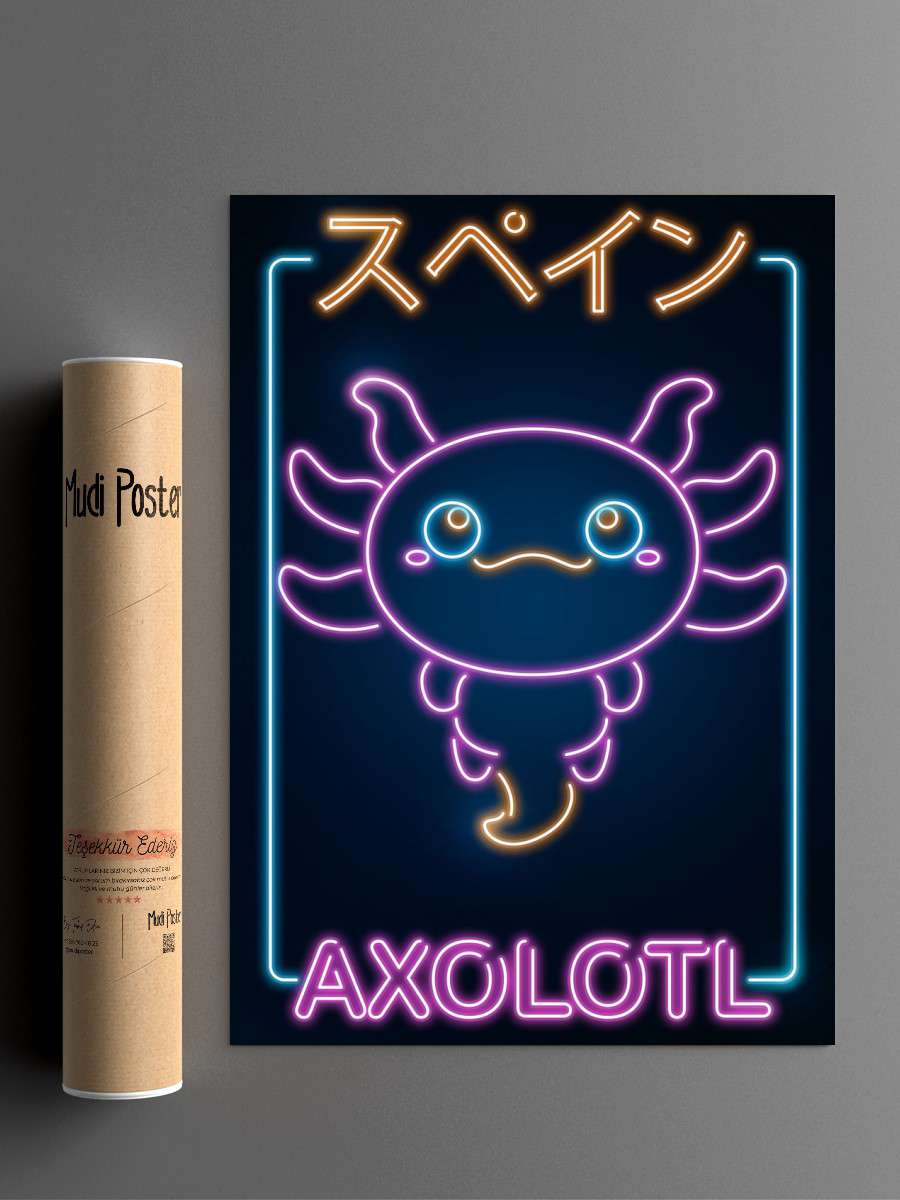 Kawaii Axolotl Anime Poster Çerçevesiz Yüksek Kalite Anime Duvar Poster
