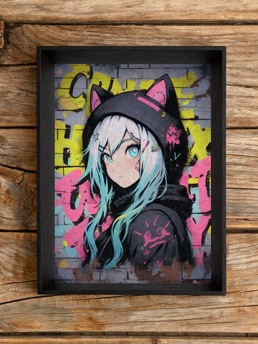 Kawaii Cat Girl Graffiti Anime Poster Çerçevesiz Yüksek Kalite Anime Duvar Poster