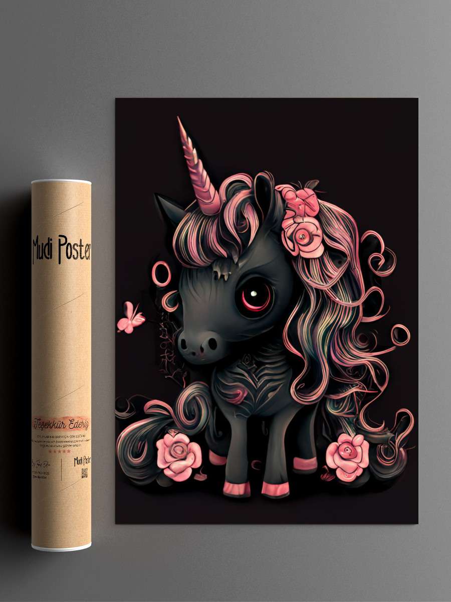 Kawaii Gothic Unicorn Anime Poster Çerçevesiz Yüksek Kalite Anime Duvar Poster